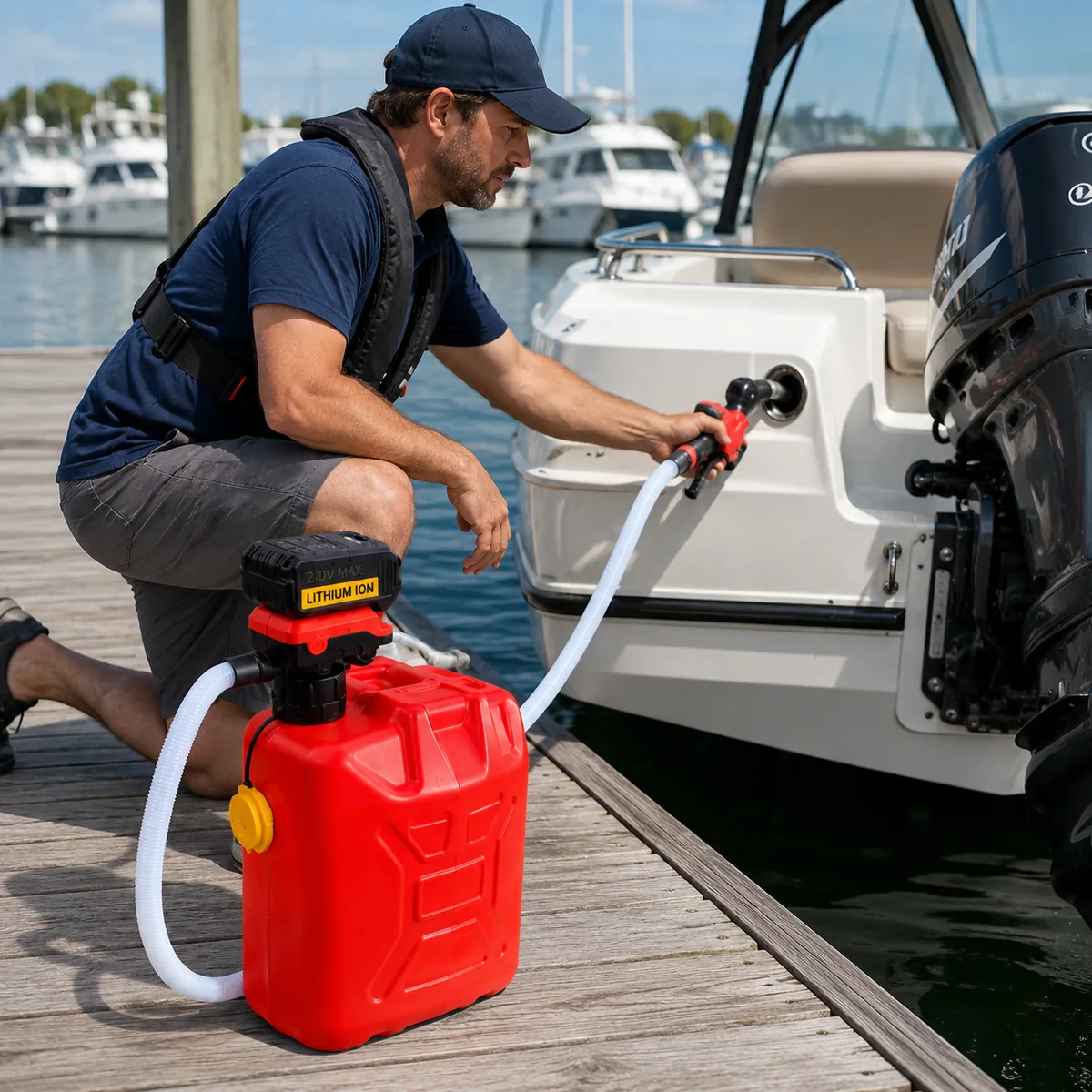 FN401 portable pump refueling a boat